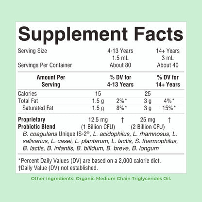 MaryRuth’s Organic Liquid Probiotic — Unflavored, 4 fl oz — supplement facts