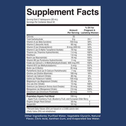 MaryRuth’s Prenatal & Postnatal Liquid Multivitamin — Berry, 32 fl oz — supplement facts