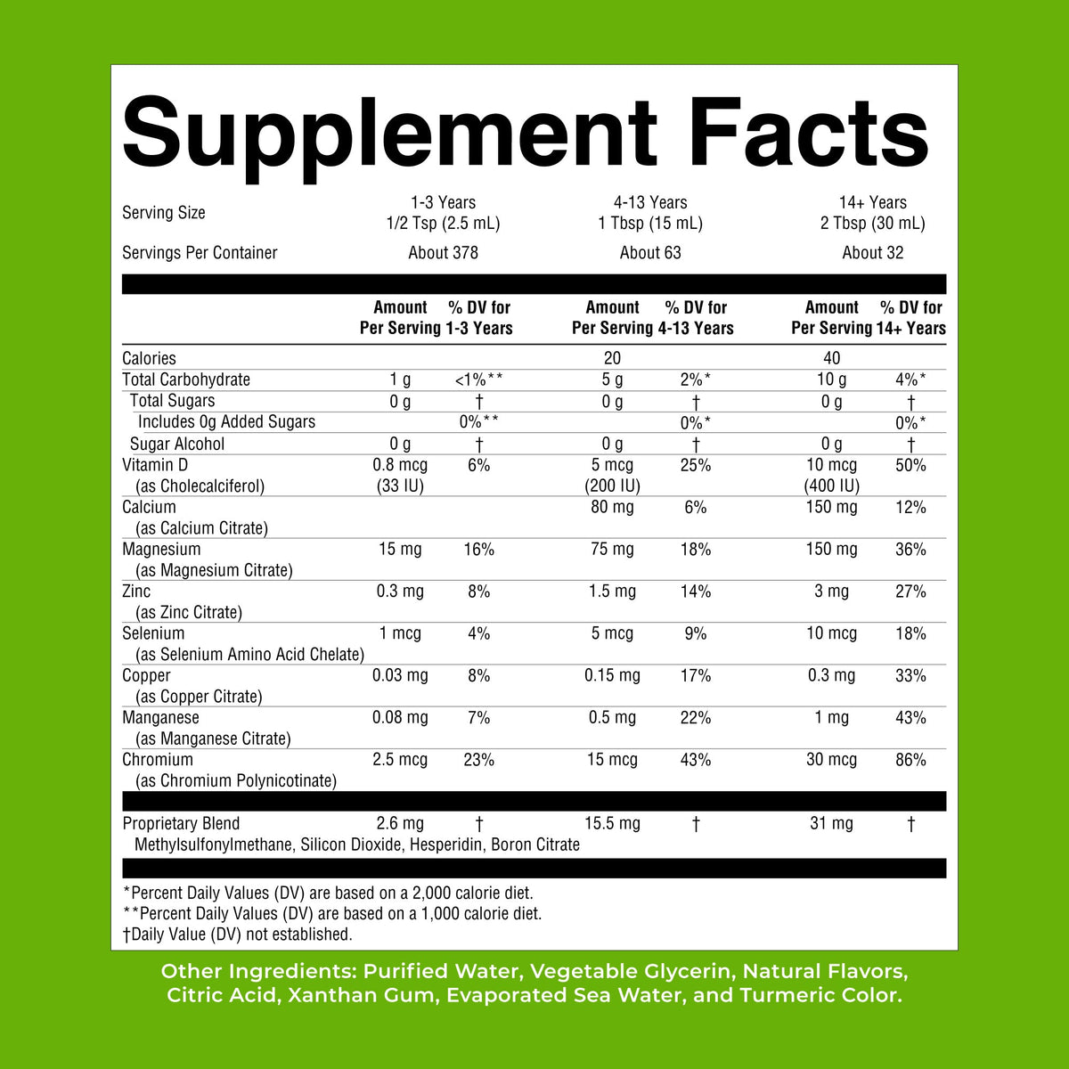 MaryRuth’s Extra Strength Nighttime Multimineral — Lemonade Dream, 32 fl oz — supplement facts