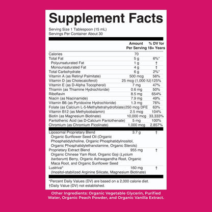 MaryRuth’s Women's Multivitamin + Hair Growth Liposomal — Peach, 15 fl oz — supplement facts