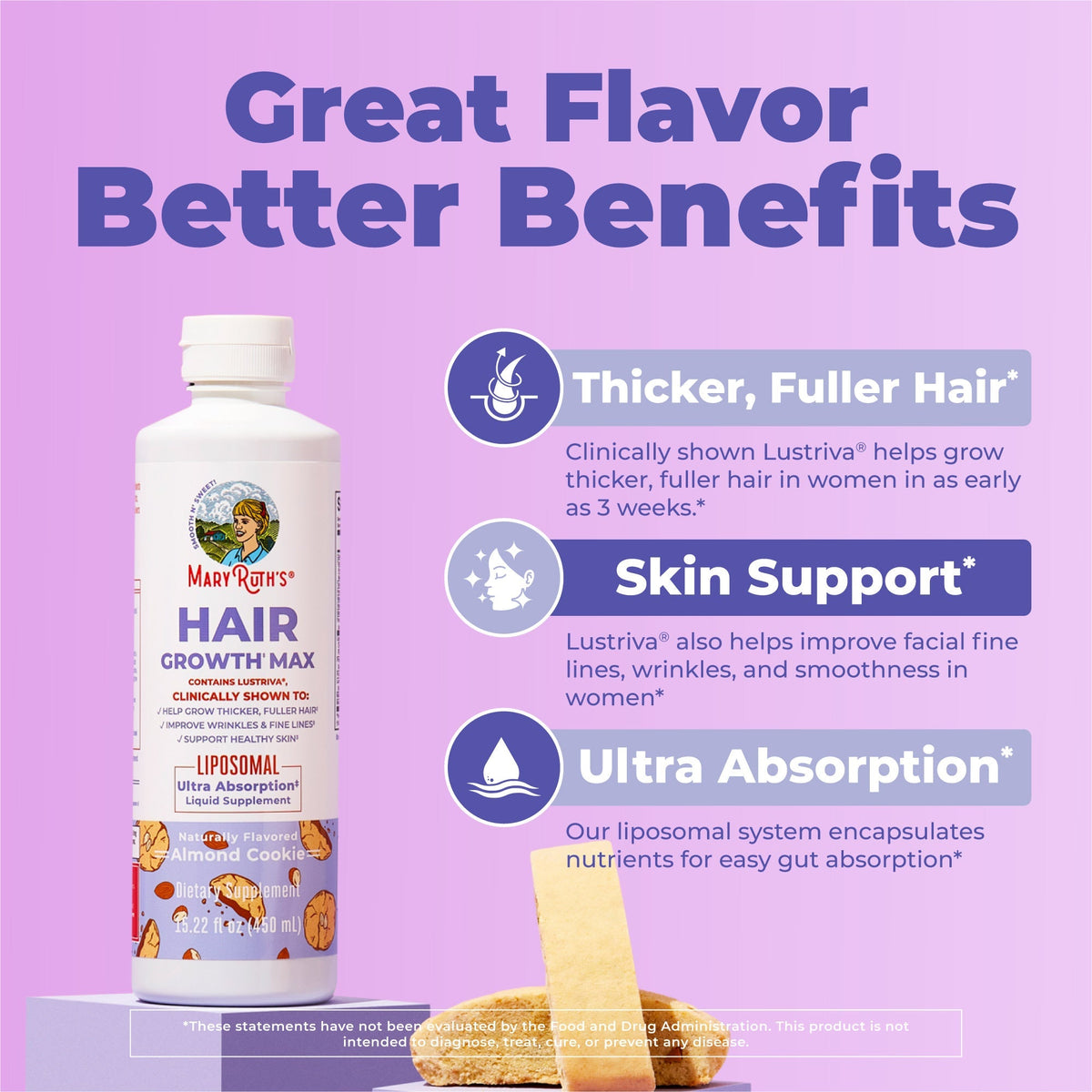 MaryRuth’s Hair Growth Max Liposomal — Almond Cookie, 15 fl oz — product information