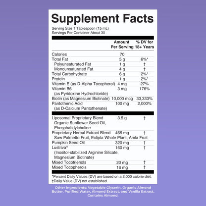 MaryRuth’s Hair Growth Max Liposomal — Almond Cookie, 15 fl oz — supplement facts